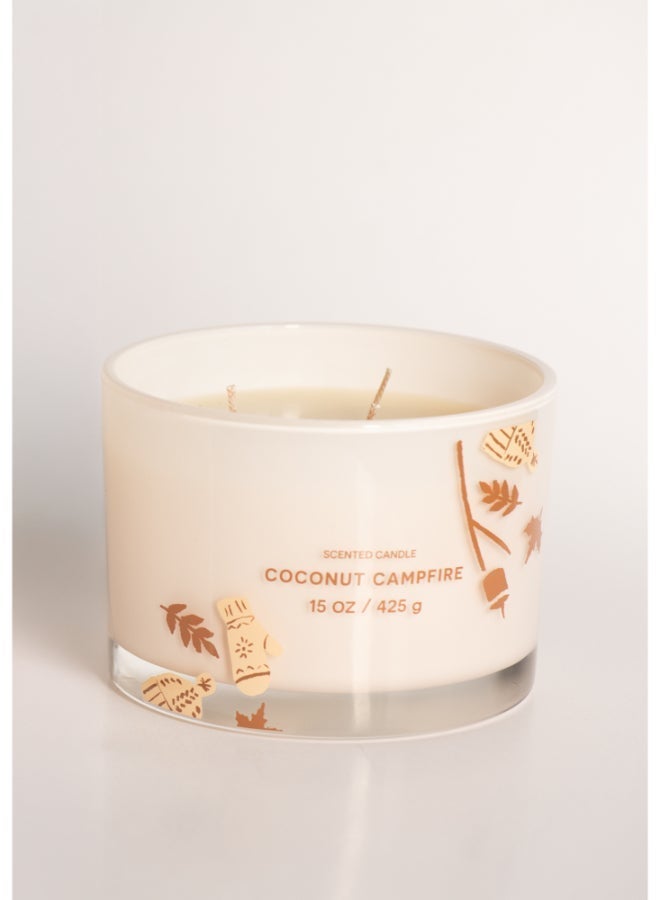 IRIS CELESTE Coconut Campfire Jar Candle 425grams - 3 wick Scented candle 15oz  | 50 hrs burn-time | Perfect for Gifting, Home Décor, Parties & Room Perfuming | Ideal for Living room and Office Décor - Image 2